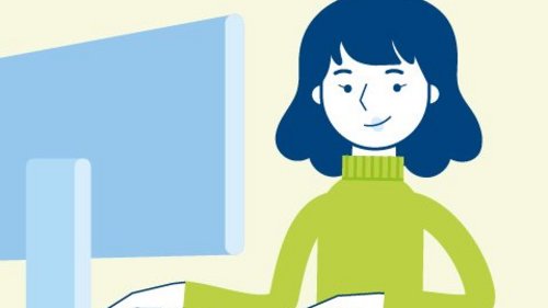 Das Bild zeigt eine grafische Illustration mit einer Person für das Berufsbild in der Verwaltung der VBV-Vorsorgekasse. 