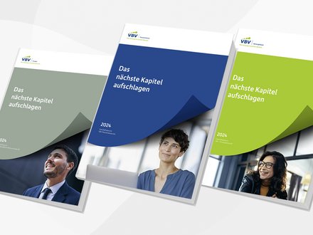 Drei Geschäftsberichte aus 2024. Titelseiten als Bookdummy