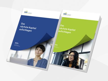 Zwei Geschäftsberichte aus 2024. Titelseiten als Bookdummy