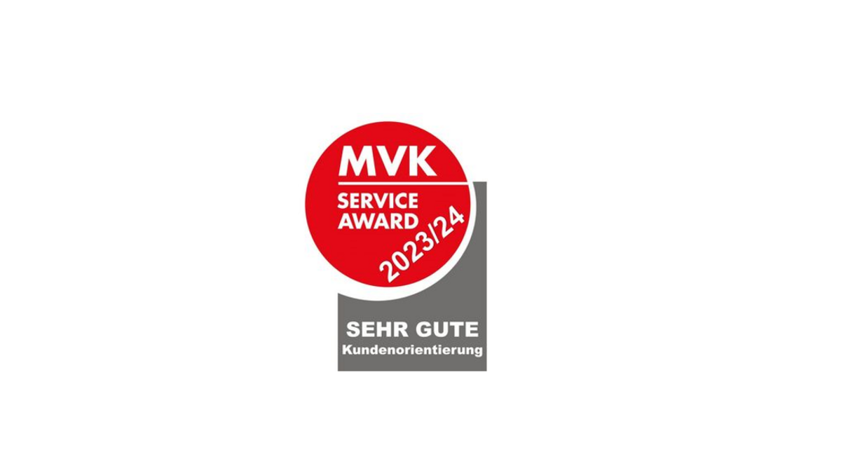 Das Bild zeigt das Siegel des MVK Service Award 2023/24, mit dem die VBV-Vorsorgekasse ausgezeichnet wurde.