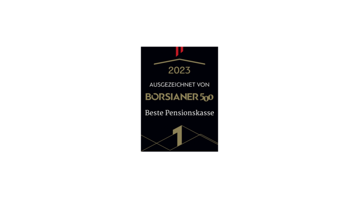 Das Bild zeigt das Siegel "Beste Pensionskasse 2023" vom Börsianer.