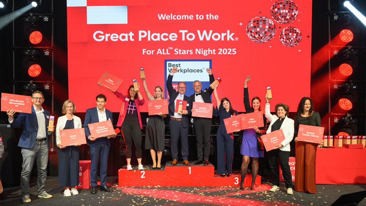 Das Bild zeigt Preisträger der begehrten Auszeichnung als Best Workplace Austria 2025. 