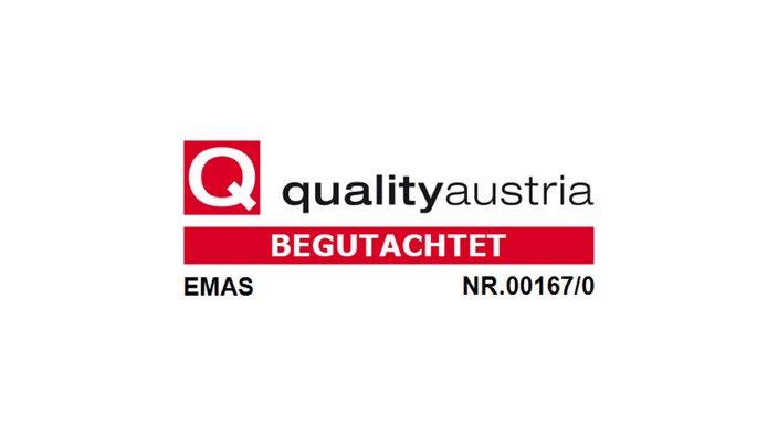 Das Bild zeigt das EMAS Quality Austria Zertifikat mit dem die VBV-Gruppe 2020 zertifiziert wurde.