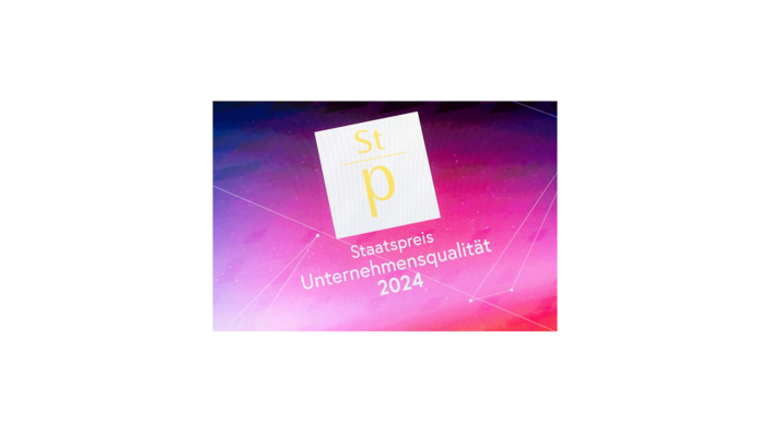 Das Bild zeigt das Siegel des Staatspreis Unternehmensqualität 2024. 