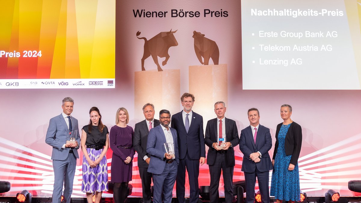 Wiener Börse Preis 2024: Verleihung des VÖNIX Nachhaltigkeits-Preises an Erste Group Bank, Telekom Austria und Lenzing