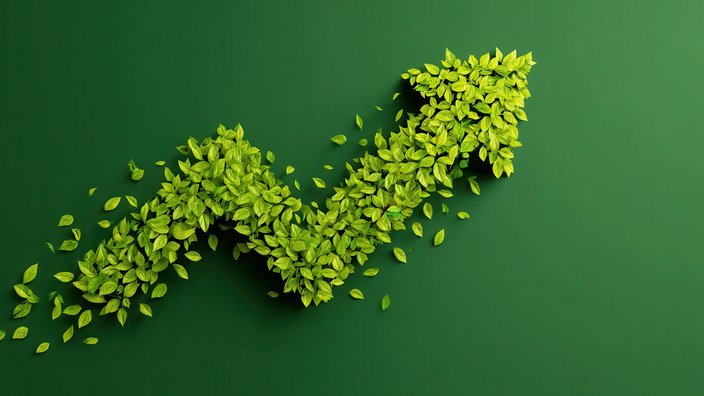 Nach oben zeigender, grüner Pfeil 