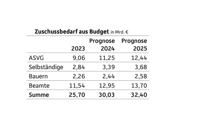 Zuschussbedarf aus dem Budget Zuschussbedarf aus dem Budget