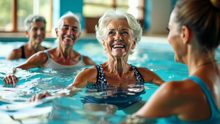 Pensionist:innen bei Wassergymnastik