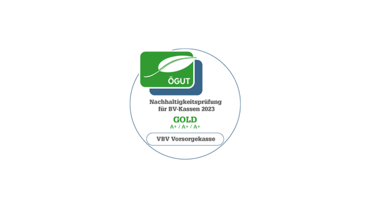 Das Bild zeigt das ÖGUT-Siegel mit dem die VBV-Vorsorgekasse ausgezeichnet wurde.