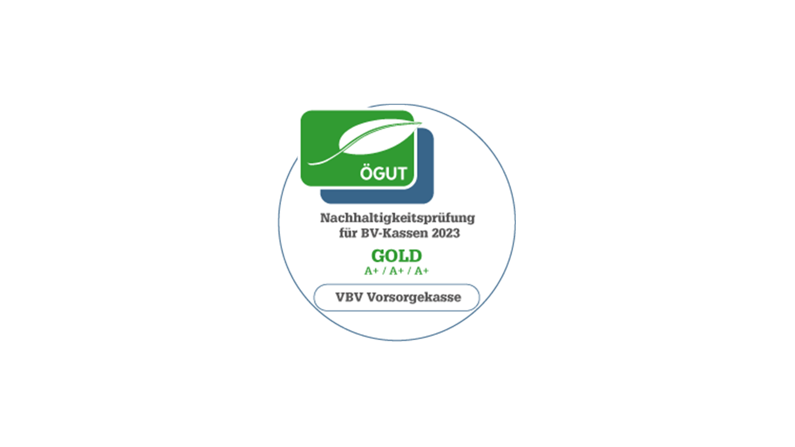 Das Bild zeigt das ÖGUT-Siegel mit dem die VBV-Vorsorgekasse ausgezeichnet wurde.